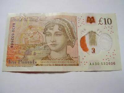 AA30 Bank Of England £10 Ten Pound Note THE QUEEN Plastic/Polymer AA30 532606 • £22.50