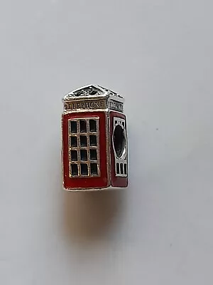 Chamilia Sterling Silver 925 Red Enamel Cz Telephone Box Bracelet Charm Bead • £24.99