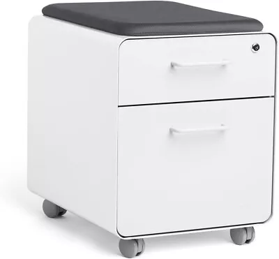 White Mini Stow 2-Drawer File Cabinet Rolling 104731 • $160
