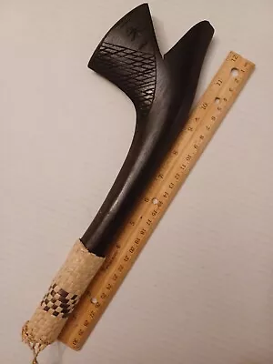 Fijian Cali Tebetebe Fighting Club Fiji Hand Woven Handle Carved Head 12  Long • $14.99