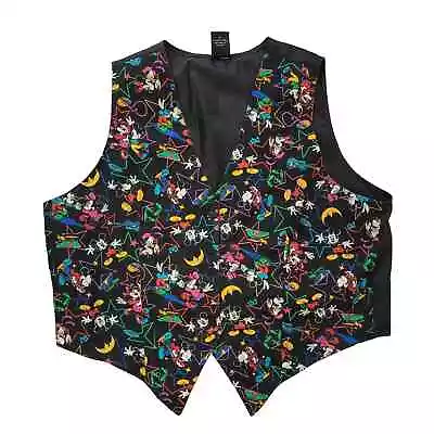 Disney Unlimited Size Est 20 Vintage 90s Mickey Mouse Star Pattern 2 Button Vest • $21