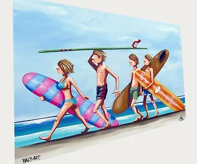 Beach Surfing Art Painting Surf FRAMED Canvas  Print Wall Décor Australia • $112.50