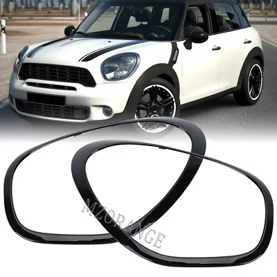 Pair Headlight Trim Ring Bezel Glossy Black For MINI Cooper R60 2011-2016 LH+RH • $46.44