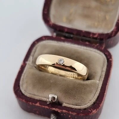 £415 • Buy 18ct Yellow Gold Diamond Solitaire Wedding Band Ring Court Profile 18k 750