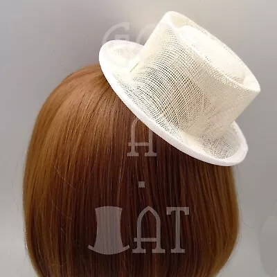 (2pcs) Sinamay Fascinator Mini Porkpie Top Hat Woman Millinery DIY Base | Ivory • $11.99