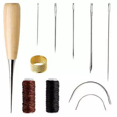 Leather Repair Kit 11PCS Leather Sewing Tools Waxed Thread And Needles For • £7.11