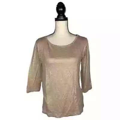 NEW J. Crew 100% Linen Shimmer Metallic Gold 3/4 Sleeve Shirt        Size:  S • $30