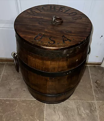 Vintage Rare MICHELOB USA Large Wooden Barrel Cooler Ice Bucket Chest  17  Tall • $299.99