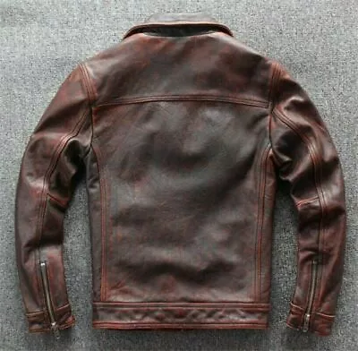 Vintage Distressed Brown Real Leather Motorcycle Biker Jacket For Men • $39.99