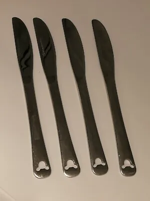 4 Disney Mickey Mouse Flatware Knives 8.25  Silverware Stainless Pierced 18/8 • $32
