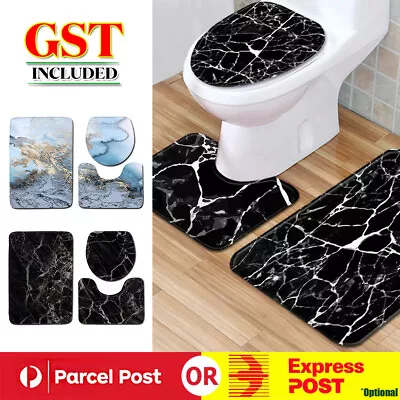 3Pcs Bathroom Mat Set Anti Slip Toilet Rugs Carpet Toilet Lid Cover Bath Mat Set • $18.62