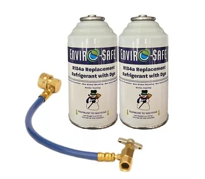 Advanced R134a Replacement Refrigerant W/Dye + Brass Charging Hose (2 Can Kit) • $31.90