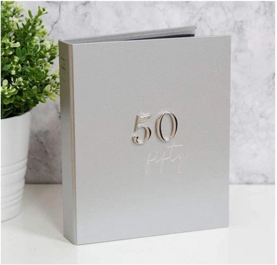 £8.50 • Buy 50th Birthday Photo Album - Holds 48 5x7 Pictures - Number Attachment - Silver