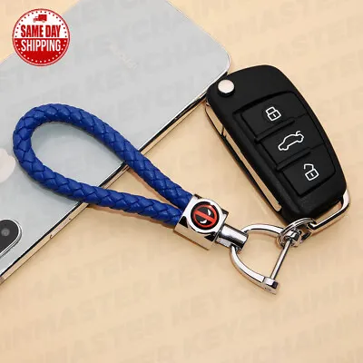 Blue Weave Calf Leather Deadpool Logo Car Home Key Chain Ring Gift Decoration • $12.99