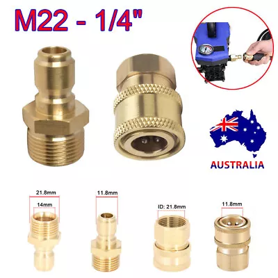 1/4  M22 Brass Pressure Washer Quick Release Connect Coupling Adapter Fitting AU • $13.29
