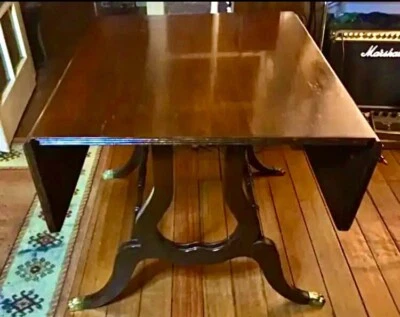 $490 • Buy Antique Drop Leaf Table Duncan Phyfe Brass Claw Feet Mahogany