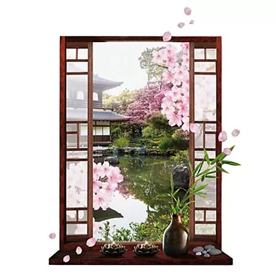 3D Window  Peach Blossom Flower Art Wall Sticker Removable Decal Mural V1Q42167 • £5.82