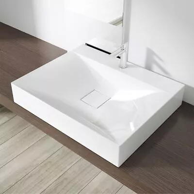 £82.40 • Buy Bathroom Wash Basin Sink Stone Countertop Wall Hung Rectangle 600x480mm