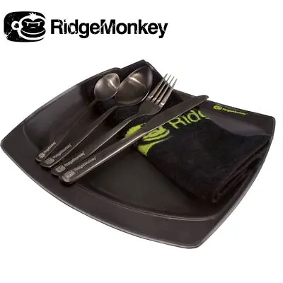 RidgeMonkey SQ DLX Large Plate & Cutlery Set Fishing Camping NEW 2024 MODEL • £20.39