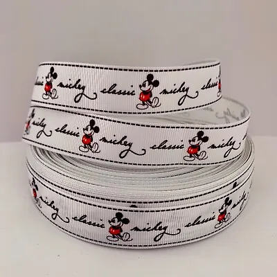 Yard Disney White Classic Mickey Mouse Grosgrain Ribbon Character • £1.10