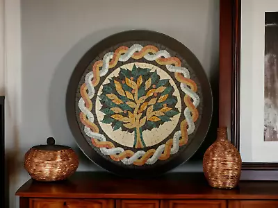 Tree Of Jericho Hand Made  15.5  Mosaic Marble Round  Tile Art Home Decor Vintag • $142