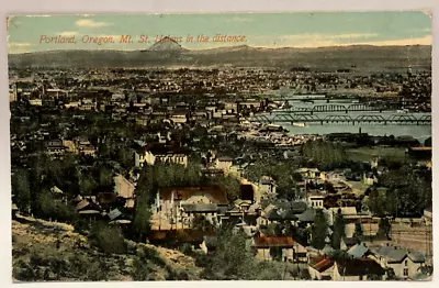 Mt. St. Helens Bird's Eye View Of Portland Oregon OR Vintage Postcard • $4.95