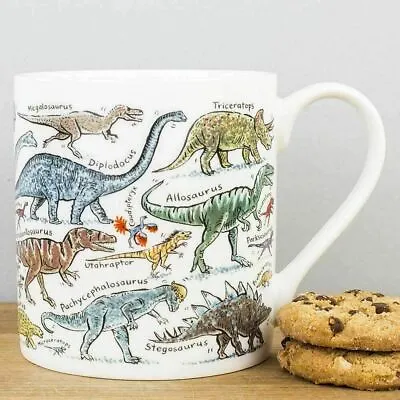 McLaggan Dinosaurs Mug Picturemaps T Rex Educational Bone China 350ml Coffee Cup • £16.50
