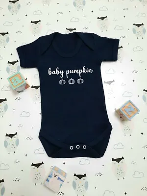 Personalised Baby Halloween Cute Vest Baby Grow Bodysuit Baby Gift Baby Pumpkin • £10