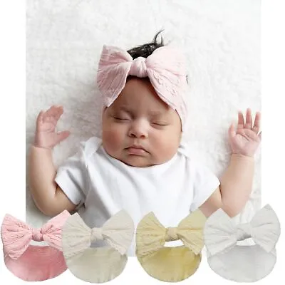 Baby Girl Headband Bow Large Cable Knot Hairband • £3.44