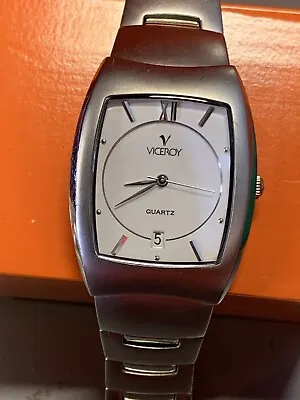 Viceroy Quartz 47121 Stainless Steel Date White Dial Watch 30mm 7 1/4” Wrist • $49.99