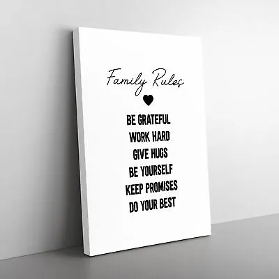 Family Rules Typography Canvas Wall Art Print Framed Picture Decor Living Room • £24.95