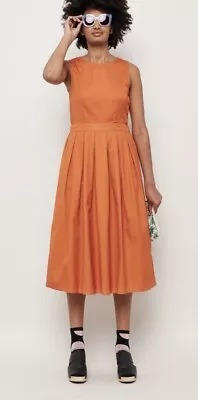 GORMAN Sleeveless Burnt Orange Tie Back A Line Dress With Pockets Size 10 12 • $69