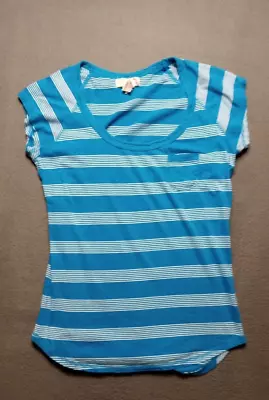 OP Ocean Pacific Blue Striped T-Shirt Top Women's / Juniors Size XL 15-17 • £9.65