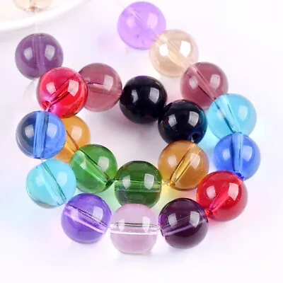 Round Glossy 6mm 8mm 10mm 12mm 14mm Crystal Glass Loose Beads For Jewelry Making • $2.45