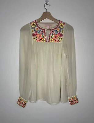 Women’s Matthew Williamson For H&M 100% Silk Embroidered Tunic Top UK Size 6 • $36.93