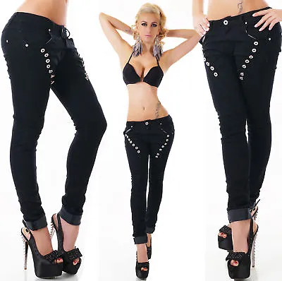 £27.99 • Buy Sexy Skinny Jeans Low Cut Black Boyfriend Jeans Five Pocket Style Stretch Denim 