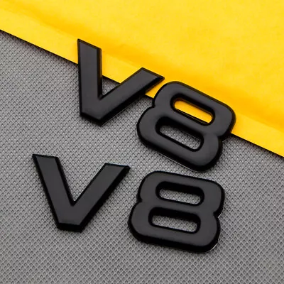$9.99 • Buy 2x Metal Black V8 Engine Rear Trunk Badge Car Fender Racing Emblem Sticker Decal