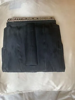 Antique Black Fabric Bag~Decorative Metal Frame~Inner Purse • £18