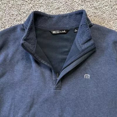 Travis Mathew Sweater Pullover Mens XL 1/4 Zip Mock Neck Blue Golf Casual *read* • $18