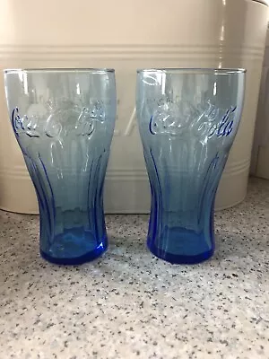 Set Of 2 Coca Cola McDonalds Limited Edition Glasses Cobalt Blue  330ml • £14.99