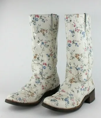 £95.09 • Buy Women's Boots Leather Sancho Flowers Size 41 True Vintage 1990er UK 7,5