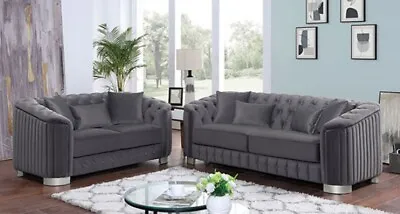 SPECIAL Modern Living Room Furniture - Gray Fabric Sofa Couch Loveseat Set IGDM • $1575.74