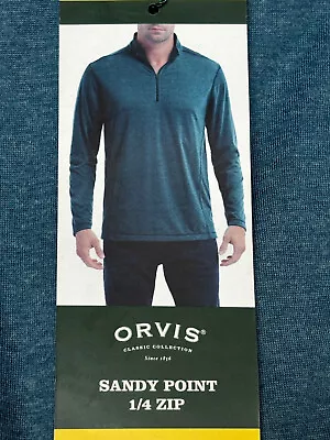 Orvis Mens Sandy Point 1/4 Zip Pullover Shirt Top (indigo Denim 3xl) Nwt • $34.36