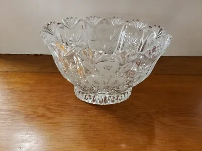 Vintage Bohemian Czech Crystal Oval Bowl With Ruffled Edges • $40
