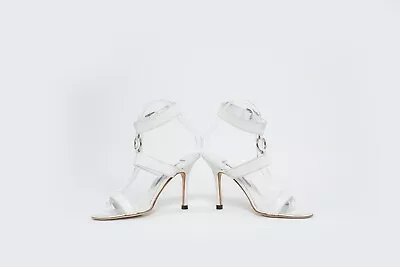 MANOLO BLAHNIK Strappy Heels. White Sandals. Buckles. UK 3.5/36 Jewels. Shoes. • £115