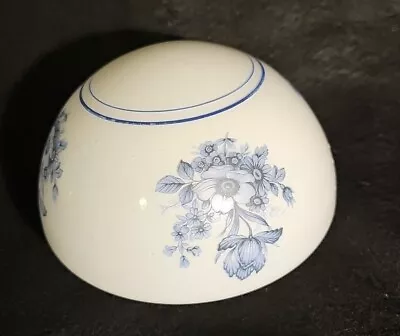 Vtg Light Fixture Glass Ceiling Globe White & Blue Flower  5  X 7.5    • $13.27