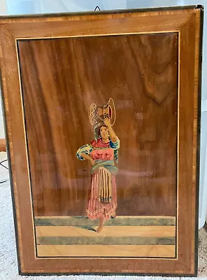 Vintage Italian Style Inlaid Marquetry Plaque - Lady With Jar On Head • $10