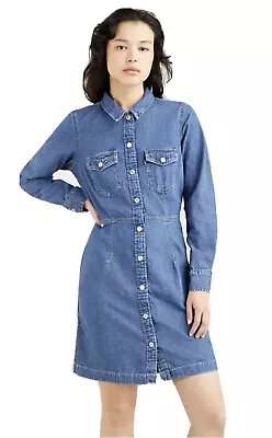 £74.99 • Buy Levi's Ellie Denim Dress In Mid Marble Naturel Blue 