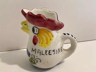 Vintage Pottery Rooster Pitcher MALCESINE Italy Hand Painted Creamer ~3 1/2”~ • $15