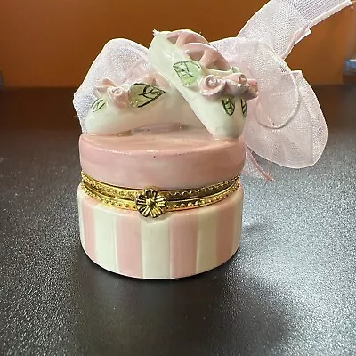 1999 Mud Pie Prima Ballerina Pink Ballet Slippers Trinket Box • $11.99